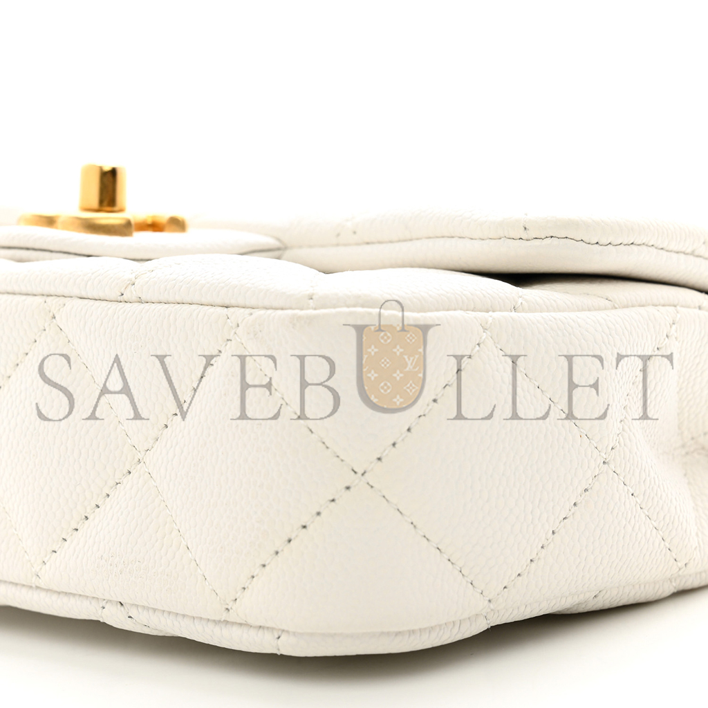 CHANEL MASTER HEART BUCKLE FLAP BAG WHITE MEDIUM (20*14*8cm)